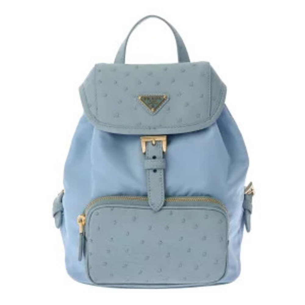 Prada Backpack Blue Ostrich Daypack Bag